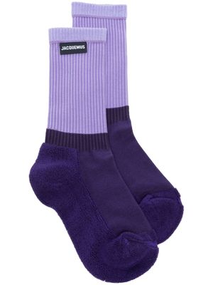 Jacquemus logo-patch ribbed socks - Purple