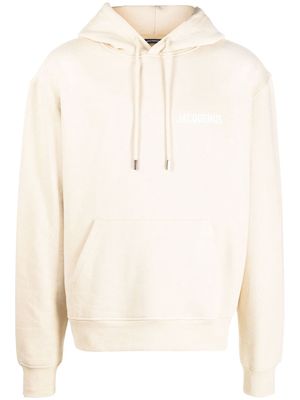 Jacquemus logo-print cotton hoodie - Neutrals