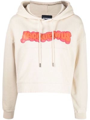 Jacquemus logo-print cropped hoodie - Neutrals