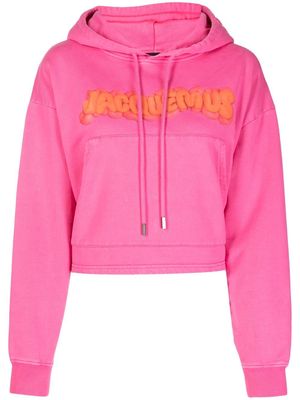 Jacquemus logo-print cropped hoodie - Pink