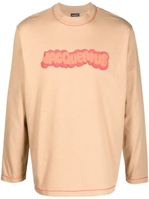 Jacquemus logo-print long-sleeve T-shirt - Neutrals