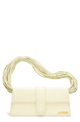 Jacquemus Long Le Bambino Ficiu Leather Satchel in Light Yellow