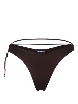 Jacquemus low-rise beaded bikini bottoms - Brown