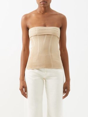 Jacquemus - Lucca Ribbed-knit Tube Top - Womens - Beige