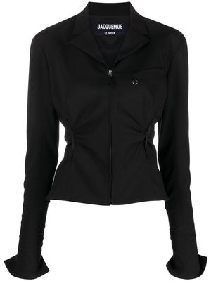 Jacquemus Neru cut-out zip-up fitted jacket - Black