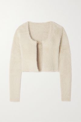 Jacquemus - Neve Cropped Brushed Stretch-knit Cardigan - Off-white