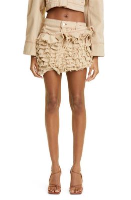 Jacquemus Nimes Artichoke Ruffle Miniskirt in Beige/Terracotta