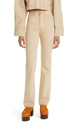 Jacquemus Nimes High Waist Rigid Organic Cotton Bootcut Jeans in 15B Beige/Terracotta
