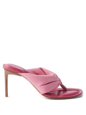 Jacquemus - Nocio Ruched-strap Leather Sandals - Womens - Pink