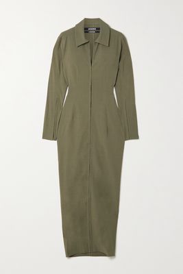 Jacquemus - Obiou Cutout Woven Maxi Shirt Dress - Green Jacquemus - Obiou Cutout Woven Maxi Shirt Dress - Green