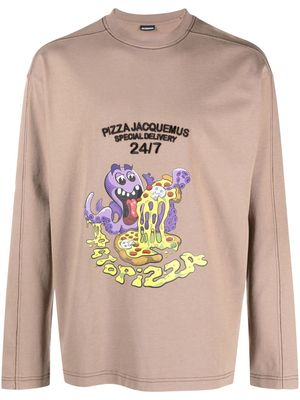 Jacquemus Octopizza graphic-print long-sleeved T-shirt - Brown