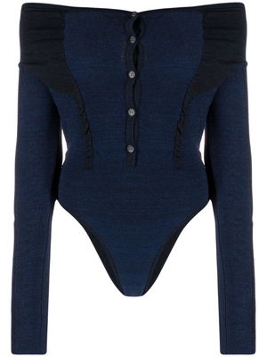 Jacquemus off-shoulder knitted top - Blue