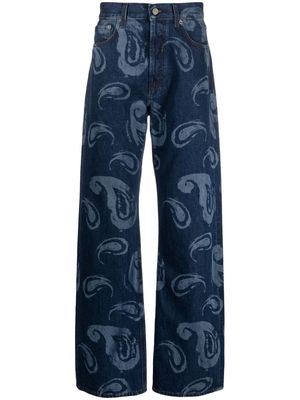 Jacquemus paisley-print wide-leg jeans - Blue