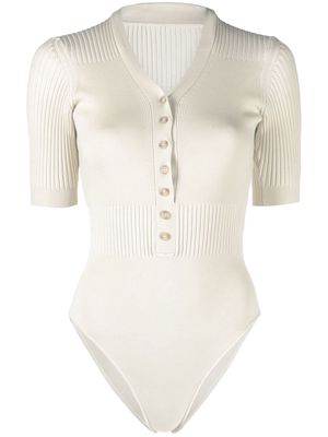 Jacquemus ribbed-knit buttoned body - Neutrals