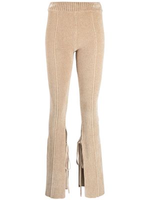 Jacquemus ribbed-knit flared trousers - Neutrals