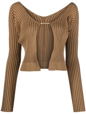 Jacquemus ribbed-knit open-front cardigan - Brown