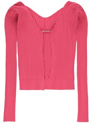 Jacquemus ribbed-knit open-front cardigan - PINK