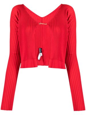 Jacquemus ribbed open-front cardigan - Red