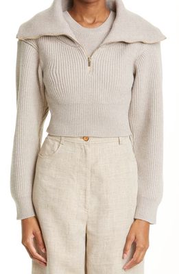 Jacquemus Risoul Merino Wool Layered Crop Sweater in Light Brown