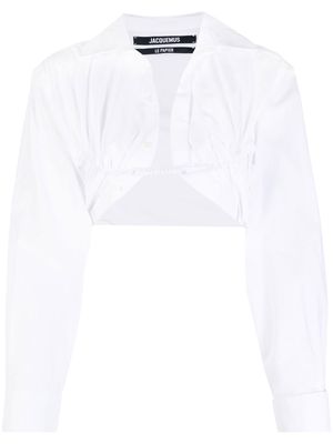 Jacquemus ruched-detail cropped shirt - White