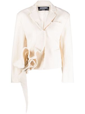 Jacquemus ruffle-detail cotton blazer - White