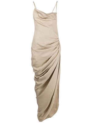 Jacquemus Saudade asymmetric draped maxi dress - Neutrals