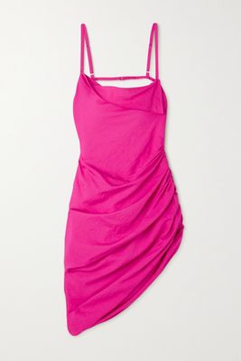 Jacquemus - Saudade Asymmetric Draped Woven Mini Dress - Pink