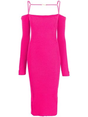 Jacquemus Sierra ribbed-knit midi dress - Pink