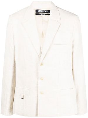 Jacquemus single-breasted silk-blend blazer - Neutrals
