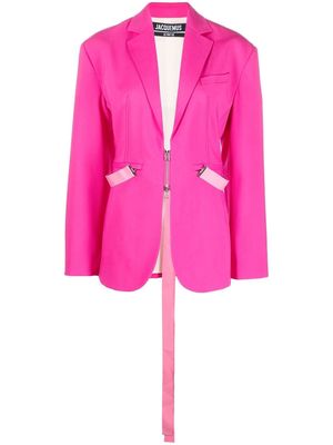 Jacquemus strap-detail zip-up blazer - Pink
