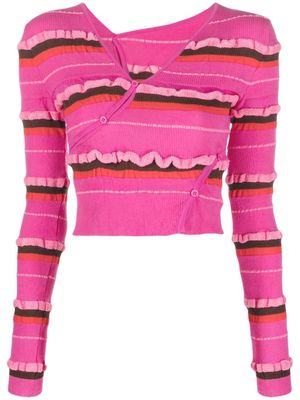 Jacquemus striped knit cropped cardigan - Pink