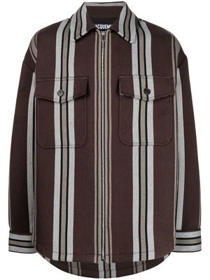 Jacquemus striped zip-front shirt jacket - Brown