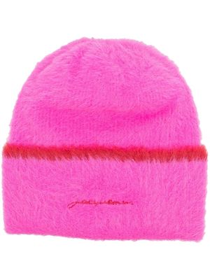 Jacquemus textured logo-embroidered beanie - Pink