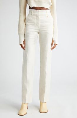 Jacquemus The String High Waist Linen Blend Pants in Off-White