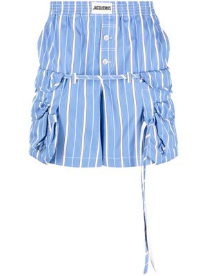 Jacquemus Trivela stripe-print cotton shorts - Blue