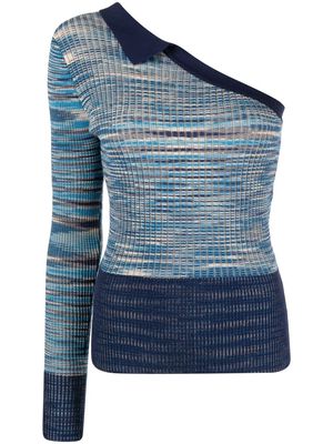 Jacquemus Zucca one-shoulder polo jumper - Blue