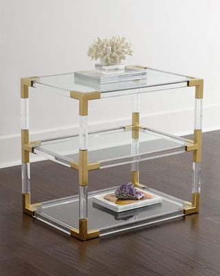 Jacques Acrylic & Brass Two-Tier Table