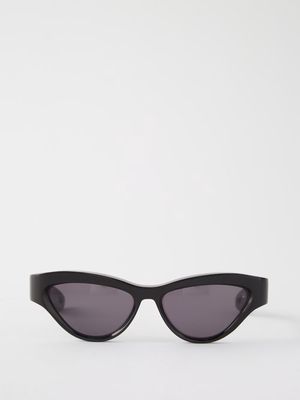 Jacques Marie Mage - Slade Cat-eye Acetate Wrap Sunglasses - Womens - Black