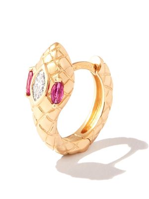 Jacquie Aiche 14kt rose gold Head Snake diamond and ruby earring - Pink