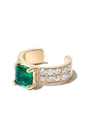 Jacquie Aiche 14kt yellow gold diamond and emerald ear cuff