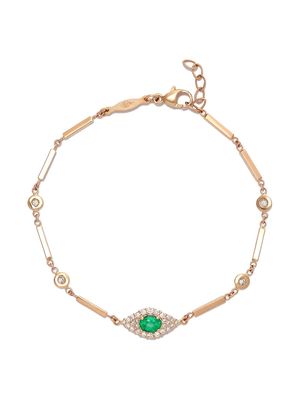 Jacquie Aiche 14kt yellow gold Evil Eye emerald and diamond bar bracelet