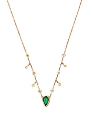 Jacquie Aiche 14kt yellow gold Shaker diamond and pear cut emerald necklace