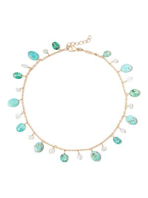 Jacquie Aiche 14kt yellow gold turquoise shaker anklet
