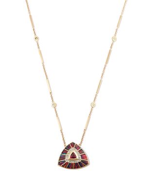 Jacquie Aiche 14kt yellow gold Vortex diamond and red tourmaline pendant necklace