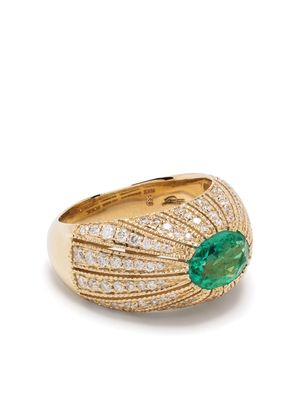 Jacquie Aiche 18kt yellow gold emerald and diamond ring