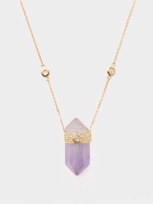 Jacquie Aiche - Aura Diamond, Amethyst & 14kt Gold Necklace - Womens - Purple Multi