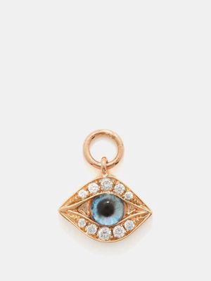 Jacquie Aiche - Evil Eye Diamond & 14kt Rose Gold Charm - Womens - Blue Gold