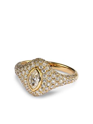 Jacquie Aiche Marquise diamond pavé signet ring - Gold