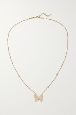 Jacquie Aiche - Small Butterfly 14-karat Gold Diamond Necklace - one size
