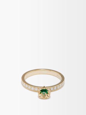 Jacquie Aiche - Sophia Diamond, Emerald & 14kt Gold Ring - Womens - Green Gold